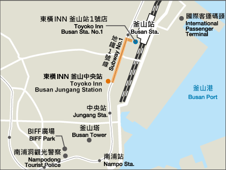 東橫INN釜山中央站免費接送巴士